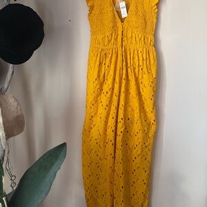 Anthropologie Mustard Eyelet jumper